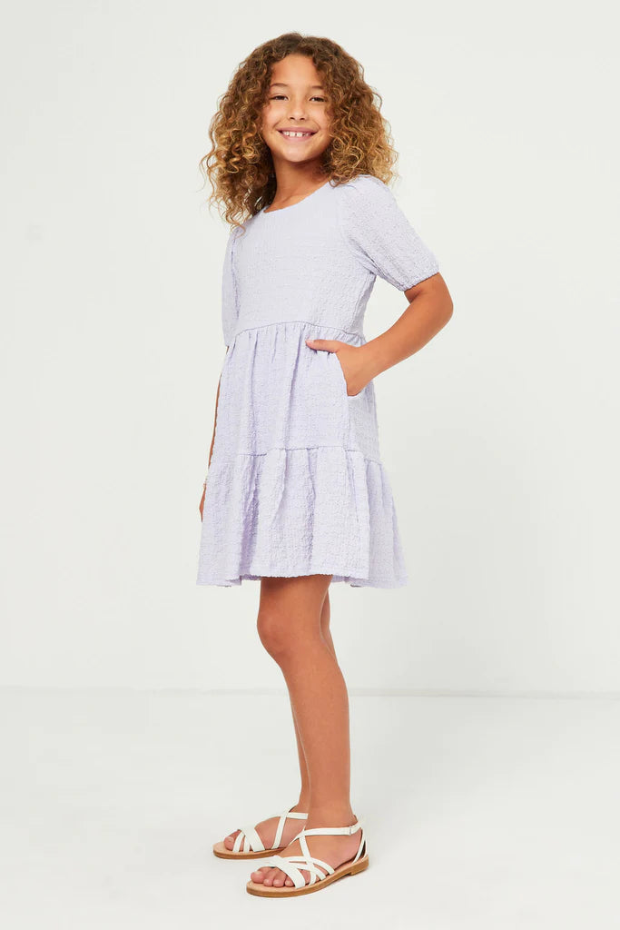 Textured Knit Roundneck Tiered Knit Dress