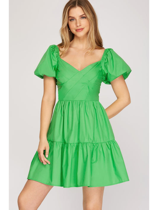 The Lucy Puff Sleeve Poplin Dress