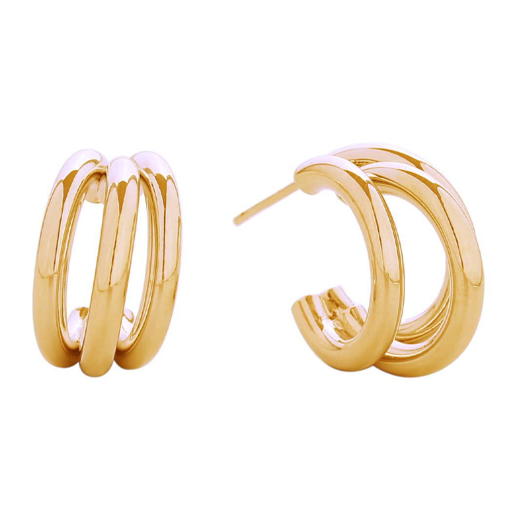 14K Gold-Dipped Layered Hoop Earrings