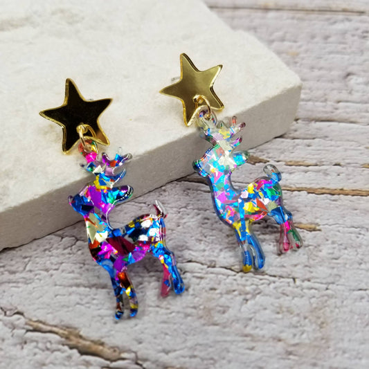 Confetti Christmas Reindeer Earrings