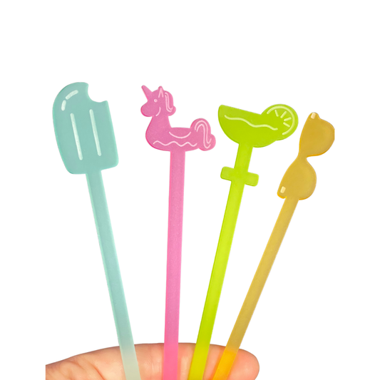 Summer Pool Party Neon Drink Stirrers