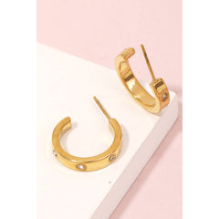 Mini Rhinestone Studded Hoop Earrings